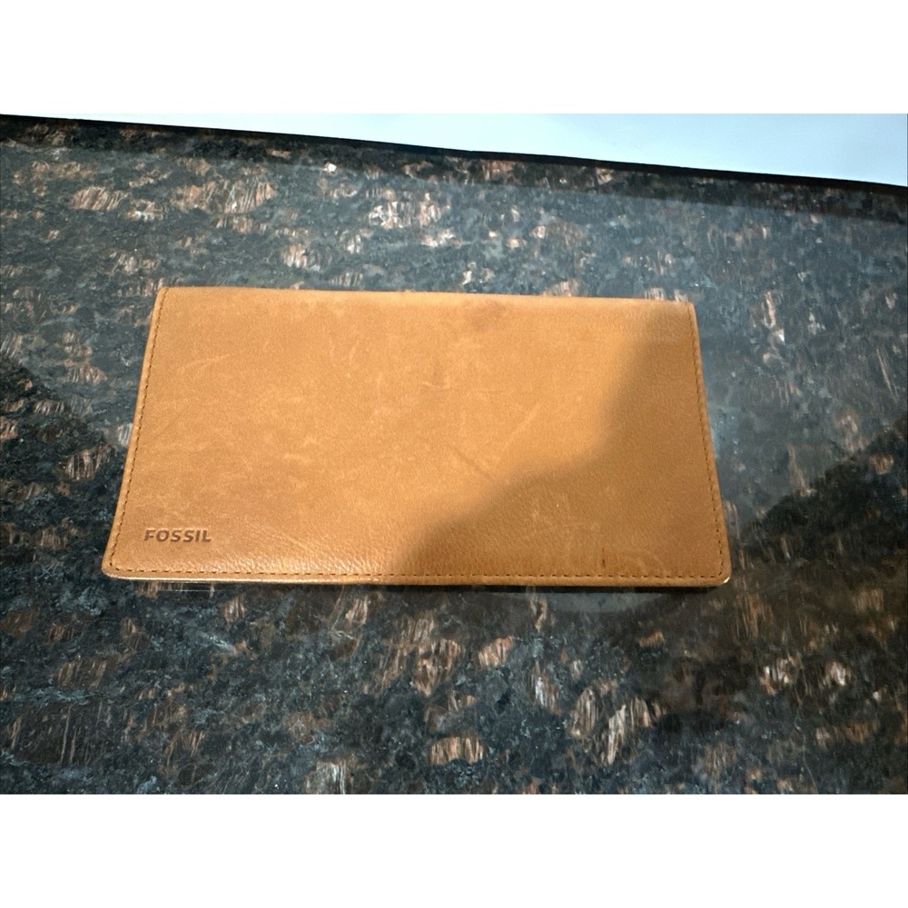 FOSSIL GENUINE LeatherCHECKBOOK/WALLET Bi-fold Slim 3.5x6.5" VERY NICE!